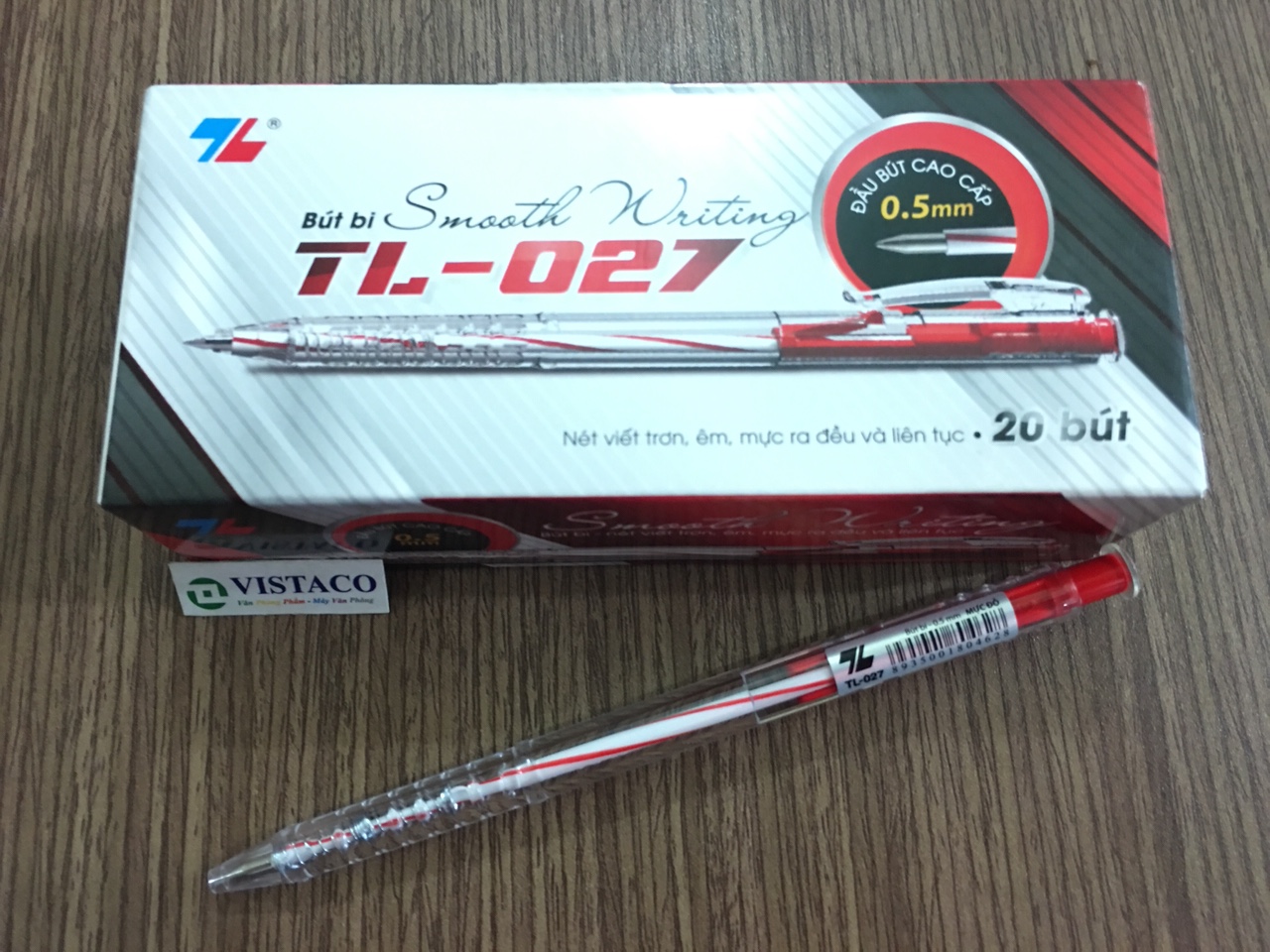 Bút bi TL027 đỏ Thiên Long