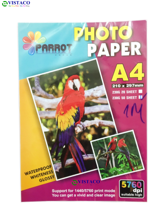 Giấy in ảnh Parrot 1 mặt 230g 50 tờ/xấp