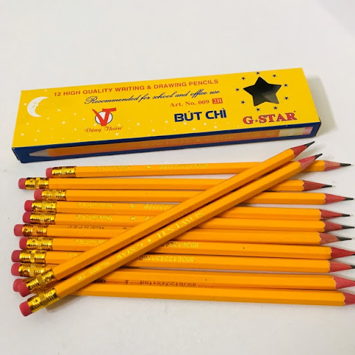 Bút chì gỗ thân vàng G-STAR 009- 2B có gôm