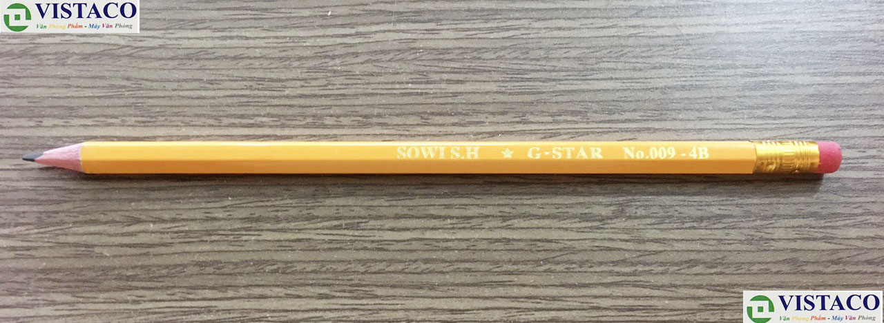 Bút chì gỗ thân vàng G-STAR 009- 4B có gôm