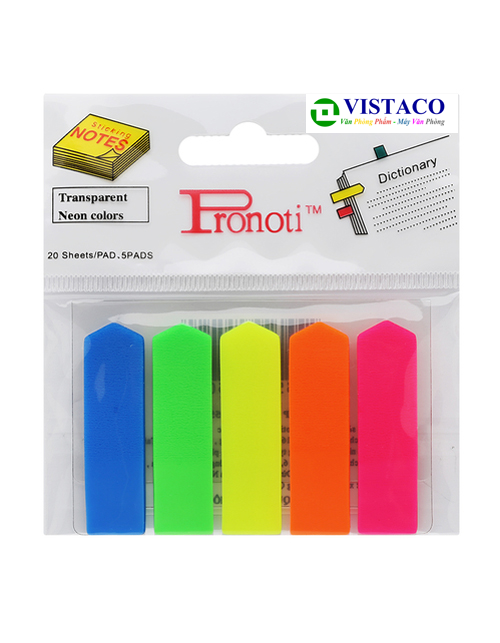 Giấy notes Pronoti 5 màu nhựa 100 tờ/xấp